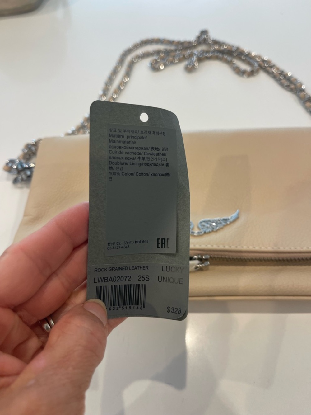 $328 Zadig&Voltaire Rock Grained leather clutch bag NWOT - Picture 7 of 12